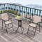 Costway 3PCS Patio Bistro Set Folding Chairs Round Bar Table with 1.6'' Umbrella Hole Yard